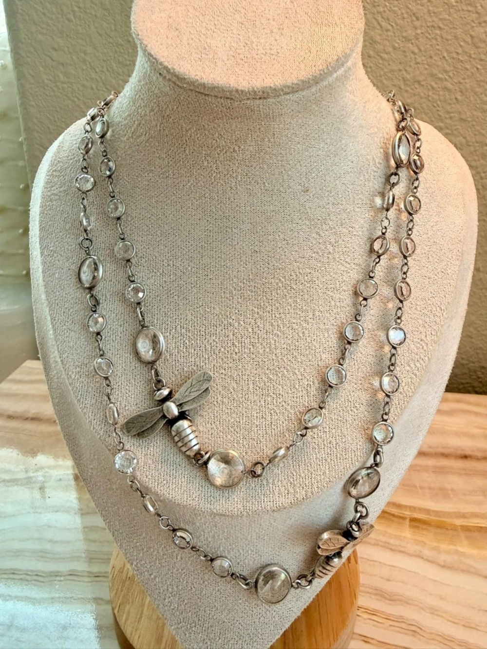 French Kande Long Layering Swarovski Crystal Necklace